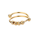 Hot-selling stainless steel 18K gold multi-layer opening adjustable and stress-relieving rotating bead anxiety ring