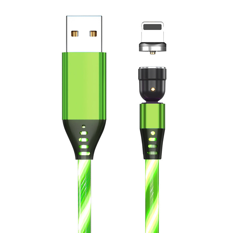 540 Rotate Luminous Magnetic 3A Fast Charging Mobile Phone Cable For LED Micro USB Type C