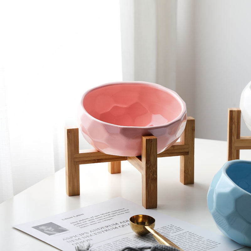 Pet oblique mouth cat dog food bowl method bucket