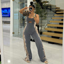 Women's Summer new Comfortable Casual hollow vest Decorative jumpsuit pants