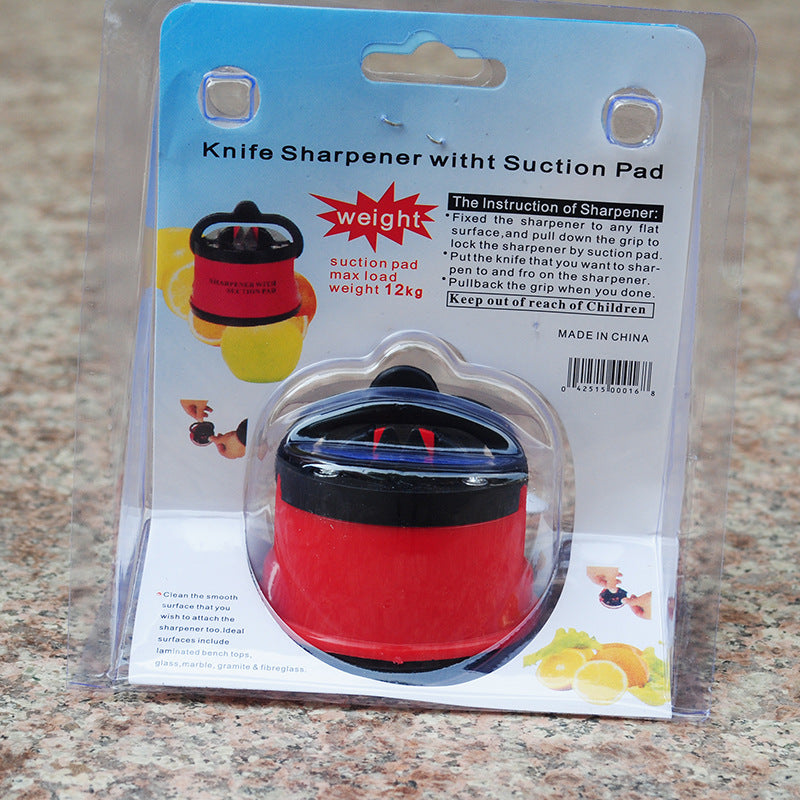 Fine Iron Knife Sharpener with Fixed Sucker Stone