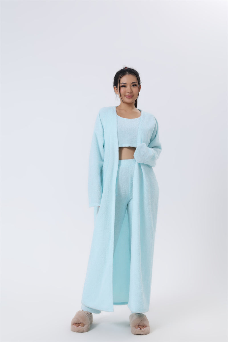 Cozy Pajama Set, 3 Piece Lounge Set, Cute Loungewear, Warm Suit, Matching Lounge Set, Women Winter Dress