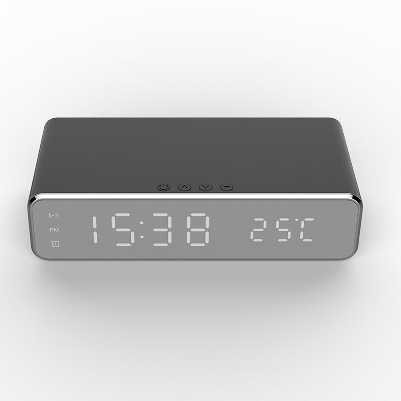 LED Electric Alarm Clock With Wireless Charger Desktop Digital Despertador Thermometer