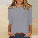 Women's Fashion Basic 3/4 Sleeve Scoop Neck T-Shirt Casual Solid Color