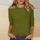 Women's Fashion Basic 3/4 Sleeve Scoop Neck T-Shirt Casual Solid Color