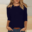 Women's Fashion Basic 3/4 Sleeve Scoop Neck T-Shirt Casual Solid Color