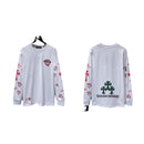 Tide CH correct edition Krosanskrit letters Blue Cross Arm Horseshoe Embroidery Long sleeve T