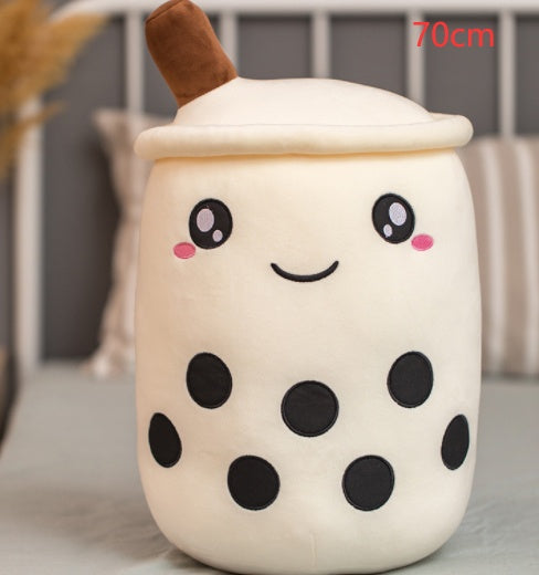 Cute Fruit Drink Plush Stuffed Soft Strawberry Milk Tea Plush Boba Tea Cup Toy Bubble Tea Pillow Cushion