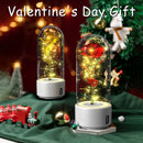 2 In 1 Rose Flowers LED Light Bluetooth-compatible Speaker Luminous Night Ornament Glass Cover Light