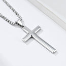 Gender-neutral style beveled cross pendant