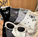 White polka-dot bow socks female fall winter pile socks Student tide summer mid-tube socks