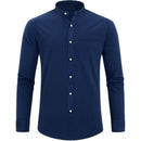 Men's Stand Collar Spring Autumn long sleeve solid color linen cotton shirt