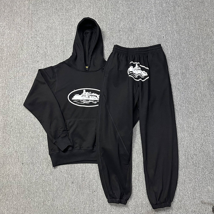 Corteiz classic series ship printed logo thin pile circle hoodie trend men's and women's casual sweatpants