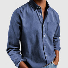 Men's shirt with long sleeves and lapels