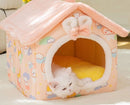 Foldable Dog Cat Pet Bed House Villa Sleep Kennel Removable Nest Warm Encloser