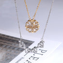 Warm edition heart folding necklace women's clavicle chain simple four-leaf clover deformable lucky grass love