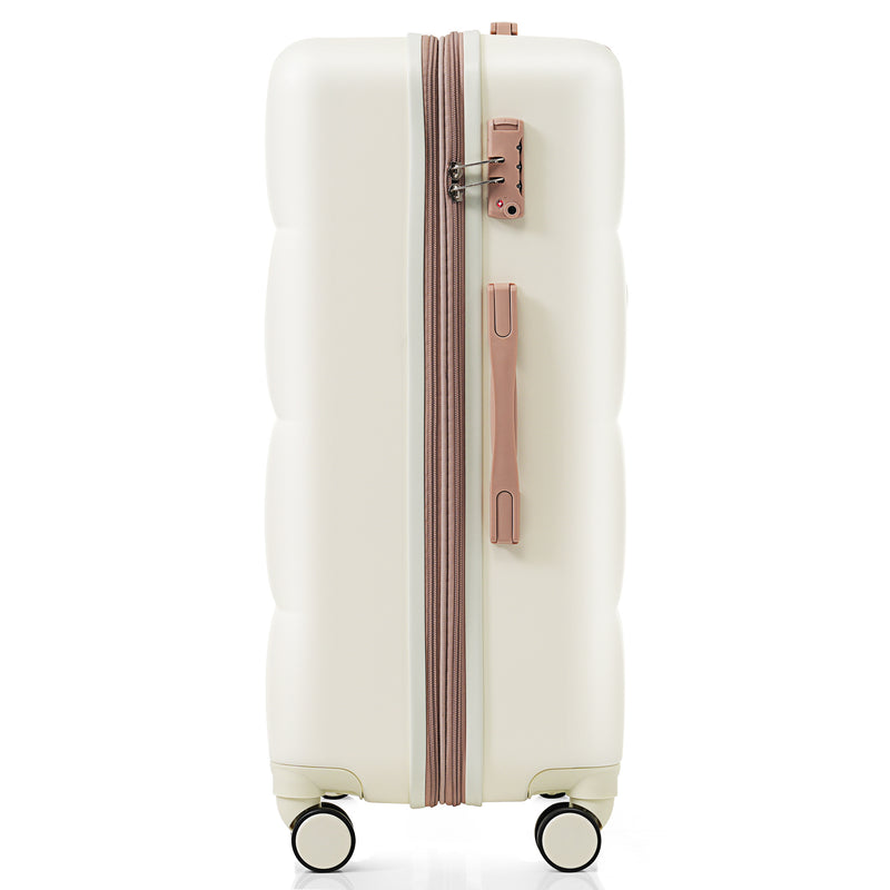 4-piece Suitcase Set With USB Port, Expandable ABS Durable Suitcase, Travel Bag, Cup Holder, Spinner Wheels