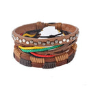 Men Women's Leather Multilayer Bead Bracelet Punk Wrap Bracelets