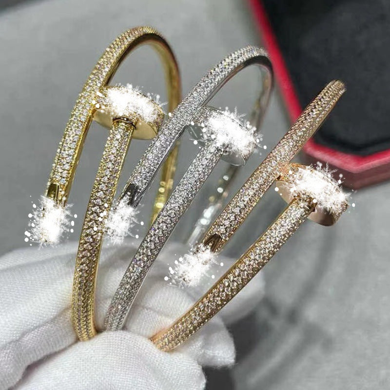 Women's Nail Bracelet Starry Sky Star thick electroplated 8K rose gold fashionable couple bracelet
