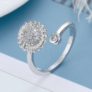 Creative 3-piece set of rotating rings for men, women, adjustable zircon flower stress-relieving rings