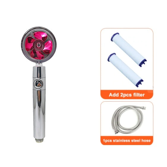 Rotating Shower Head with Rotating 360 Degrees Small Fan ABS Rain High Pressure Spray Nozzle