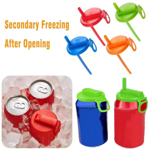 Soda Cola Can Lid with Straw Reusable Can Stopper For Soda Beer Drinks Juice Fits Standard Coke Can