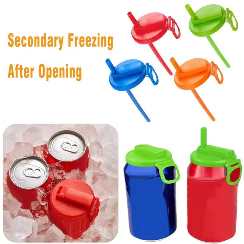 Soda Cola Can Lid with Straw Reusable Can Stopper For Soda Beer Drinks Juice Fits Standard Coke Can