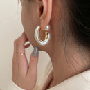 Women's Silver needle design C-shaped earrings trendy and high-end style