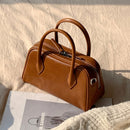 Minimalist bowling bag, genuine leather handbag, crossbody bag