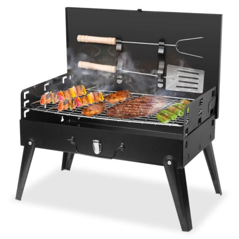 16.7x10x17.7in Portable Charcoal Grill Foldable BBQ Grill Shelf Outdoor Camping Picnics