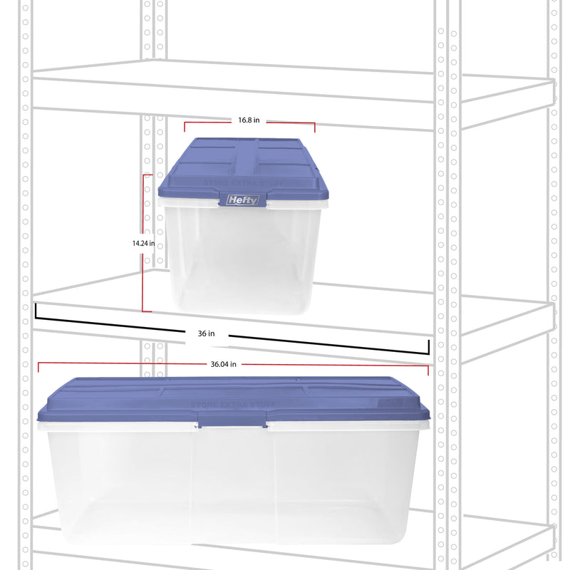 Hefty 113 Qt. Clear Plastic Storage Bin with Blue Hi-Rise Lid