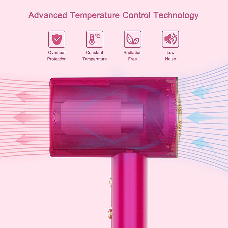 Water Ionic Hair Dryer, 1800W Blow Dryer With Magnetic Nozzle 2 Speed And 3 Heat Settings Powerful Low Noise Fast Drying