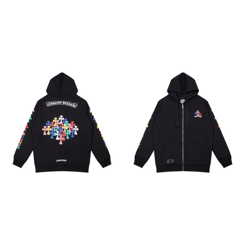 Correct version 24ss fashion brand pure cotton loop men's and women's zipper hoodie