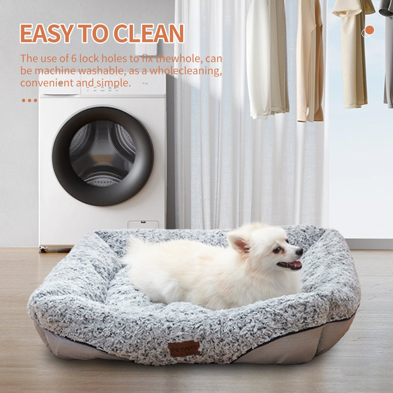 Swirl Rose Velvet Dog Beds For Small Medium Dogs Removable Cushion Calming Dog Sofa Beds