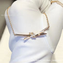 T home high version kinky necklace female 18K gold plated diamond bow pendant clavicle chain