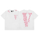 Vlone Fog Fashion brand Big V letter Logo Cherry blossom short sleeve Sketch Embroidery Graffiti print T-shirt