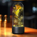 2 In 1 Rose Flowers LED Light Bluetooth-compatible Speaker Luminous Night Ornament Glass Cover Light
