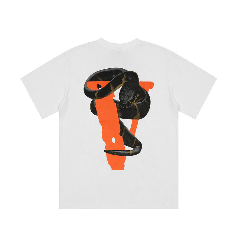 Python T-shirt Loose fashion brand short sleeve T-shirt for men and women couples