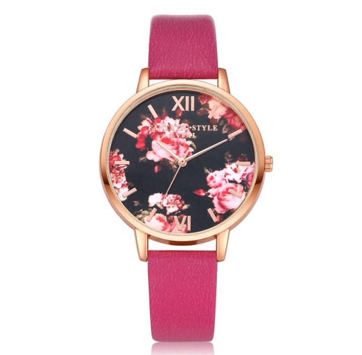 High Quality Quartz Fashion Leather Strap Rose Gold Women Wrist Watch Casual Love Heart