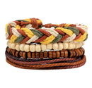 Men Women's Leather Multilayer Bead Bracelet Punk Wrap Bracelets