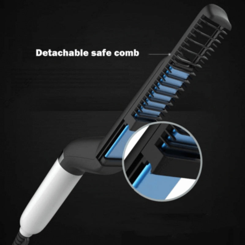Men's Electric Hair Straightener Brush, Quick Beard Straightener Styler Comb Curler