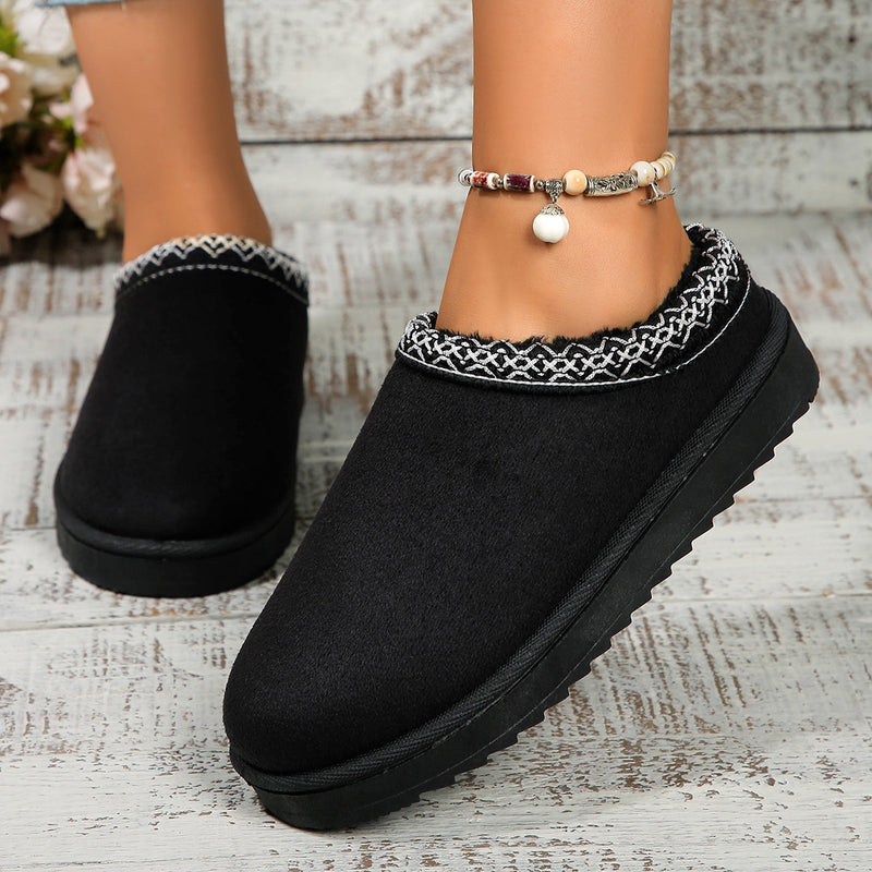 Autumn and winter lace national fashion snow boots large size women's shoes thick cotton shoes
