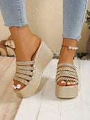 Solid-colored wedge heel women's sponge cake casual fish-mouth flip-flops