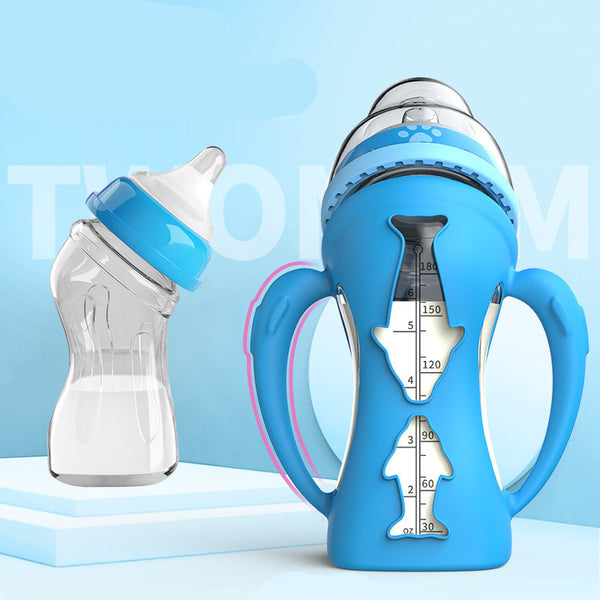 Glass Baby Bottle Straw Drop-resistant Drink Bottles for Baby