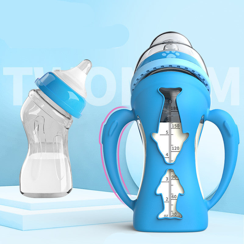 Glass Baby Bottle Straw Drop-resistant Drink Bottles for Baby