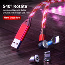 540 Rotate Luminous Magnetic 3A Fast Charging Mobile Phone Cable For LED Micro USB Type C