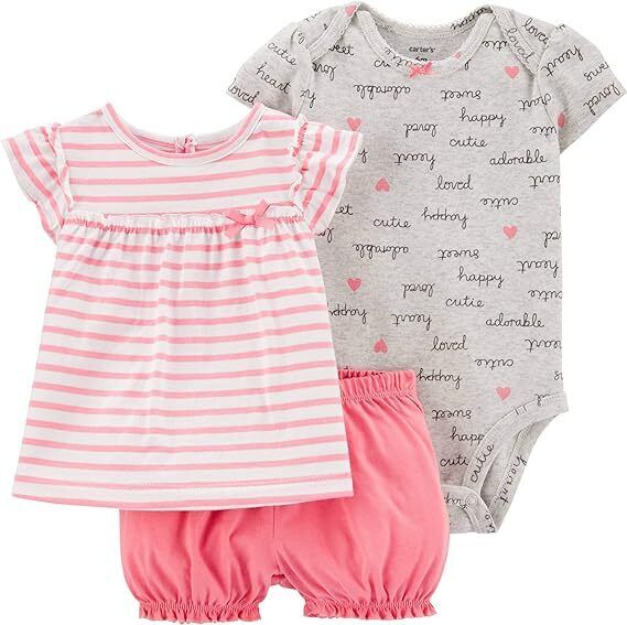 Carter's Baby Girls' 3-Piece Little Short Set  NB-24M