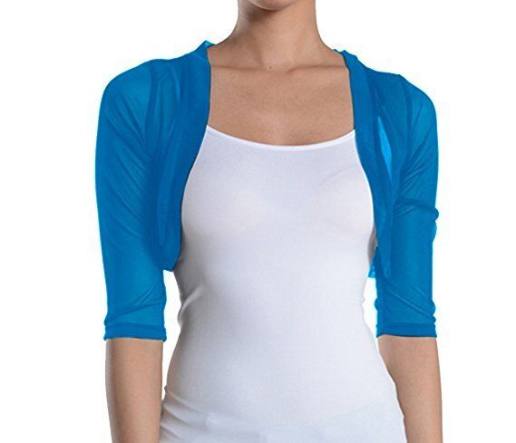 Fashion Secrets Women's Sheer Bolero Mesh Chiffon Shrug Jacket