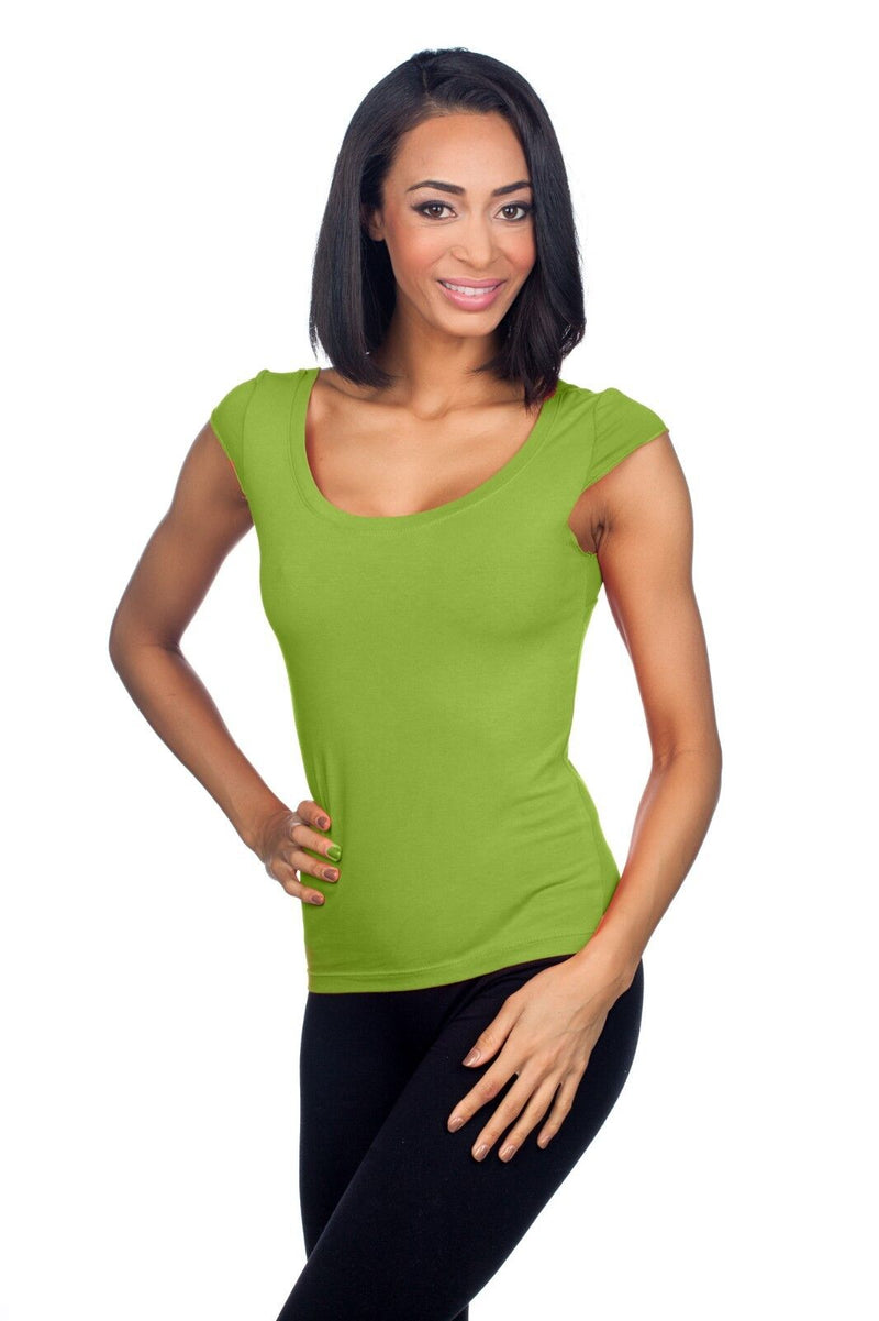 Hering Brazilian Sexy Cotton Stretch Cap Sleeve Scoopneck T-shirt Top