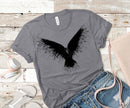 Crow Women's T-Shirt Hand Print Dual-Blend Tee Raven Shirt Eco Fashion